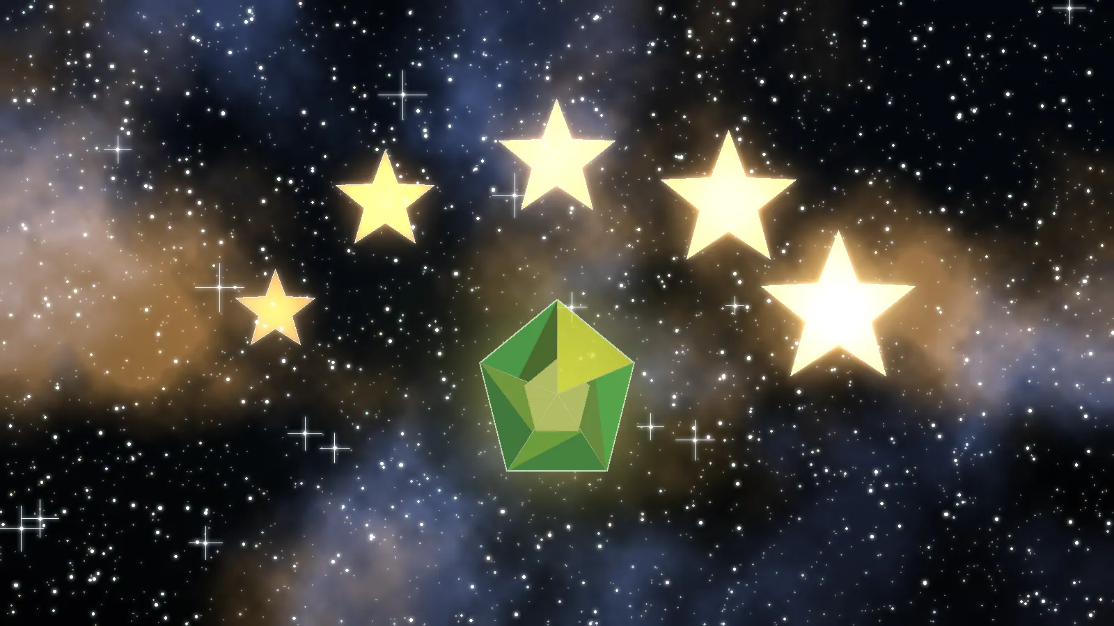 Colorful space art with a glowing green Moldavite gem for the Grading page